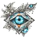 Get a tattoo with an Eye inside a diamond, on the diamond the aurora voreal between a nebula tattoo design idea