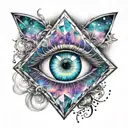 Get a tattoo with an Eye inside a diamond, on the diamond the aurora voreal between a nebula tattoo design idea