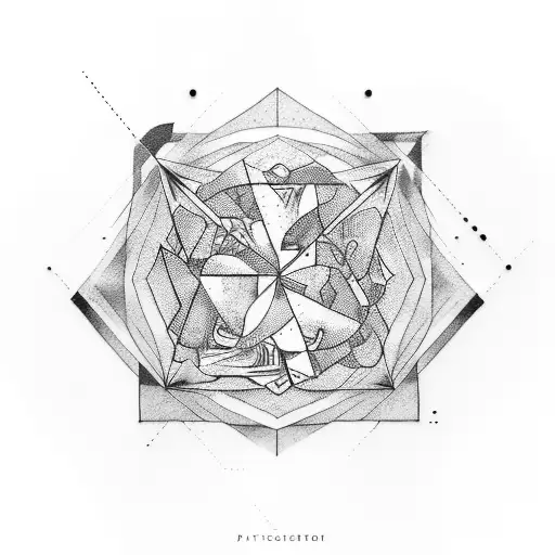 A tattoo featuring a combination of geometric shapes and paint splatters, symbolizing the fusion of art and creativity tattoo design idea