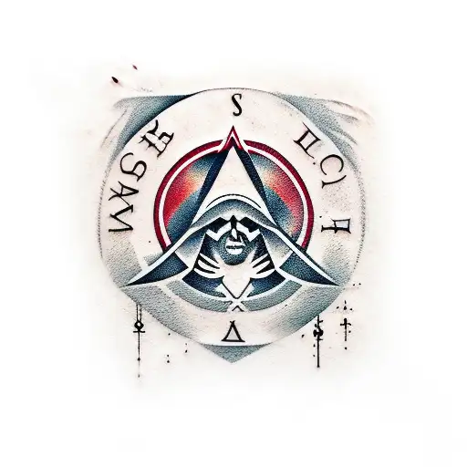 Assassin's Creed logo trash polka tattoo design idea