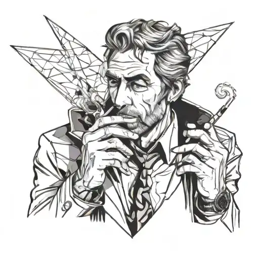 John Constantine smoking cigarette tattoo design idea