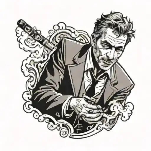 John Constantine smoking cigarette tattoo design idea