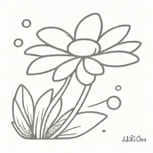 rain drop on a daisy flower tattoo design idea