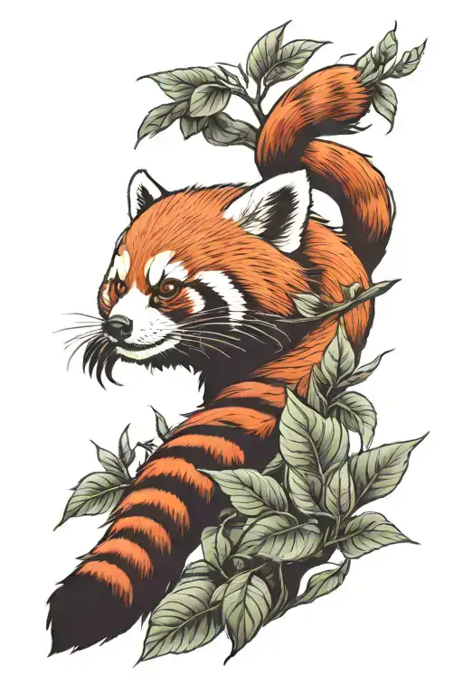 A full back tatto with a red panda on the back of right shoulder  tattoo design idea