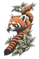 A full back tatto with a red panda on the back of right shoulder  tattoo design idea