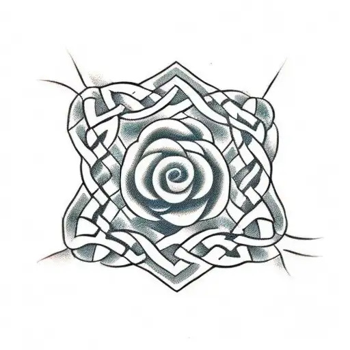 Celtic knots rose vines tattoo design idea
