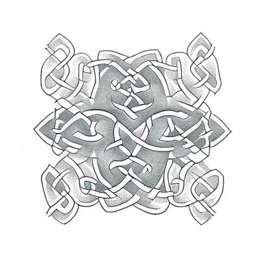Celtic lattice and rose vines tattoo design idea