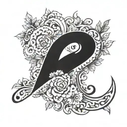 number 19 large wine and letter E tattoo design idea