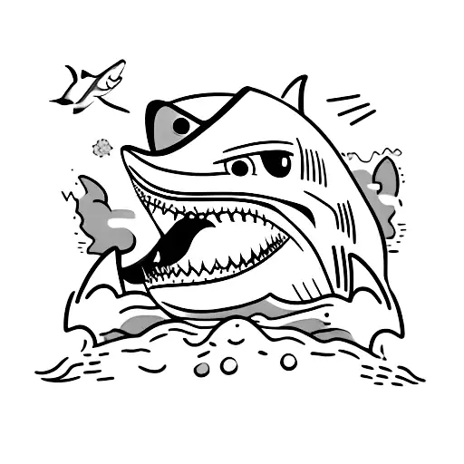 Shark Wich has an arm in the mouth wich Shows the ok logo tattoo design idea
