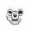 angle Mickey Mouse drinking coffee  tattoo design idea