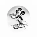 angle Mickey Mouse drinking coffee  tattoo design idea