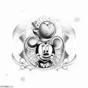 angle Mickey Mouse and coffee  tattoo design idea