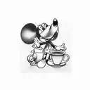 Mickey Mouse angles and coffee  tattoo design idea