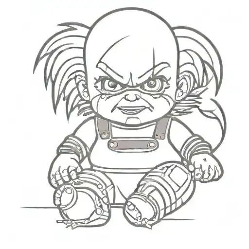 chucky doll sitting tattoo design idea