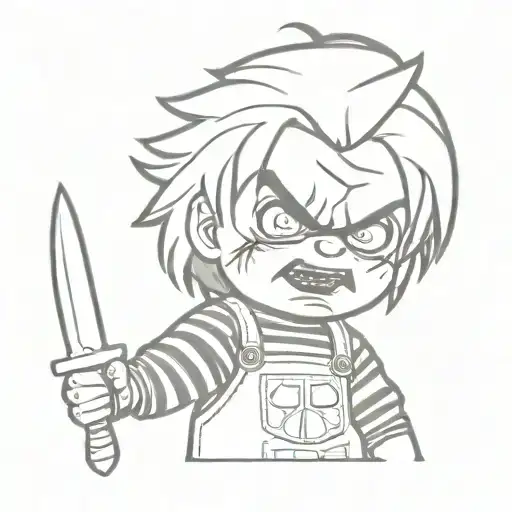 chucky with knife tattoo design idea