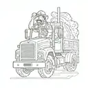 Create a tattoo design featuring a truck driver character in an anime style tattoo design idea