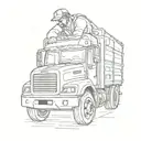 Create a tattoo design featuring a truck driver character in an anime style tattoo design idea