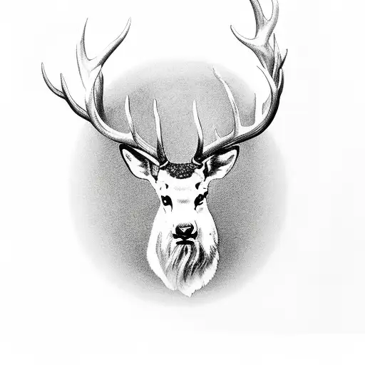 stag with acorns horns hanging from big antlers tattoo design idea