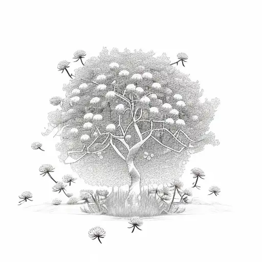 willow branch with daisies tattoo design idea