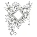 backwards E with a diamond next to it and flowers surrounding it  tattoo design idea