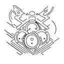 A powerful engine integrated into a minimalist tattoo design, symbolizing the strength and determination of an MMA fighter tattoo design idea