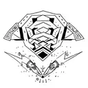 A powerful engine integrated into a minimalist tattoo design, symbolizing the strength and determination of an MMA fighter tattoo design idea