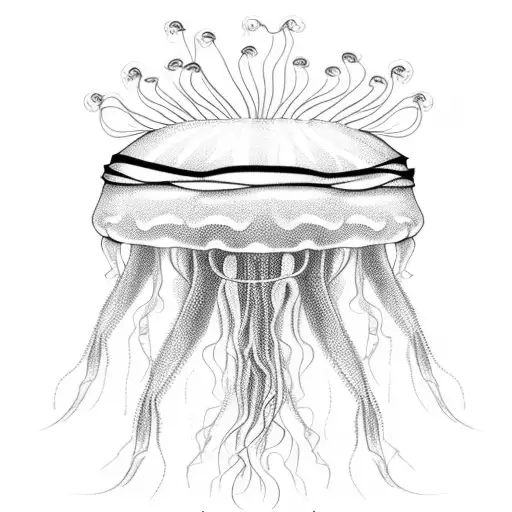 Dancing jellyfish with legs on a dance floor  tattoo design idea