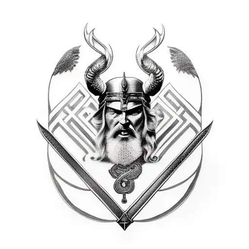 odin, mitologia nordica, hachas, thor tattoo design idea