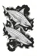 2 tiger sharks side by side filled tattoo design idea