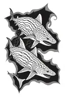 2 tiger sharks side by side filled tattoo design idea