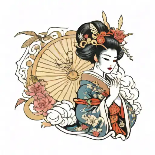 geisha full body with tatoos tattoo design idea