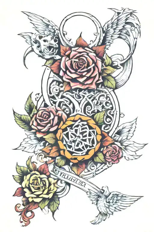 7 deadly sins vs 7 heavenly virtues tattoo design idea