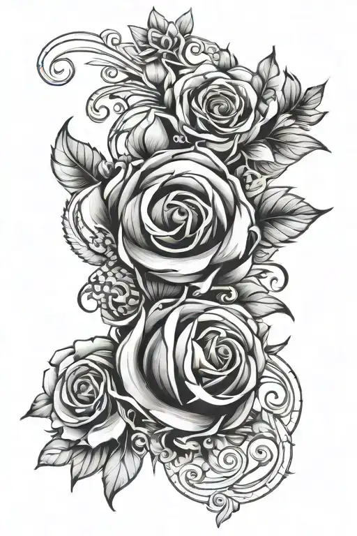 turbo and floral design tattoo design idea
