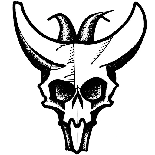 baphomet and skull tattoo design idea