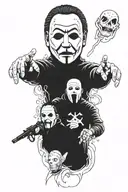 michael myers and ghostface  tattoo design idea