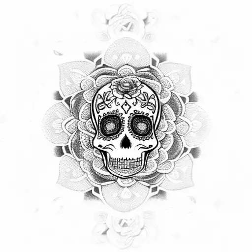 Sugar Skull Mandala Style tattoo design idea