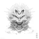 A dynamic composition capturing the intensity of Gojo and Sukuna's clash in their respective domain expansions tattoo design idea