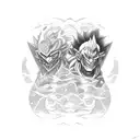 A dynamic composition capturing the intensity of Gojo and Sukuna's clash in their respective domain expansions tattoo design idea