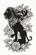 Heraldic lion surrounded by wreath roses  tattoo design idea