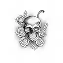 skull with roses and snakes tattoo design idea