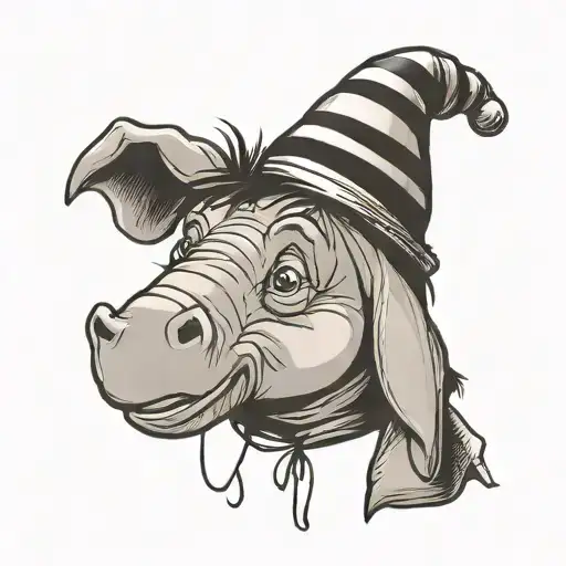 eeyore party hat 30 balloon  tattoo design idea