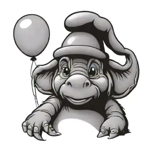 eeyore party hat 30 balloon  tattoo design idea