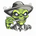 smoking alien smoking a joint tattoo design idea