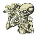 smoking alien smoking a joint tattoo design idea