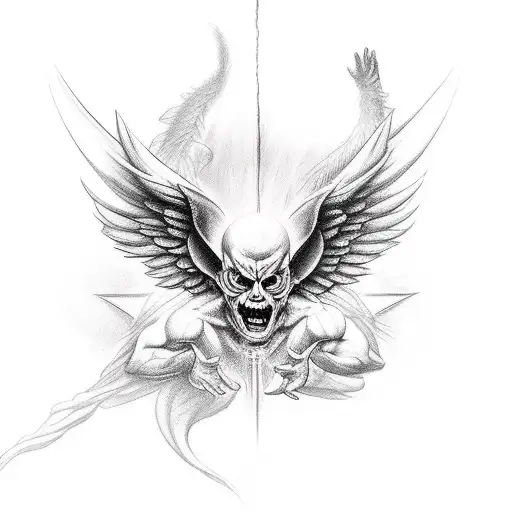 angels virgin light demons fight tattoo design idea