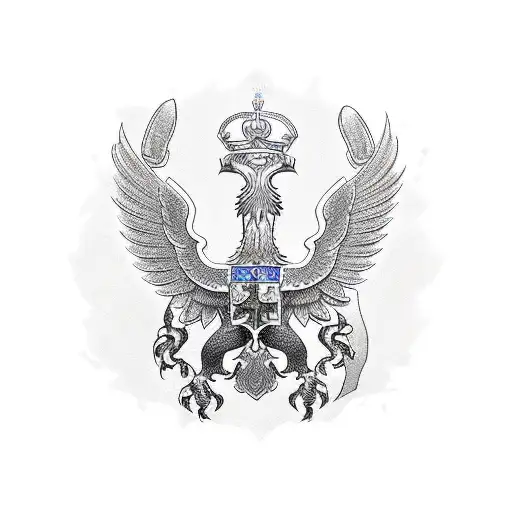 A majestic double-headed eagle soars, merging Russian and Palestinian cultures, symbolizing a transformative journey tow tattoo design idea