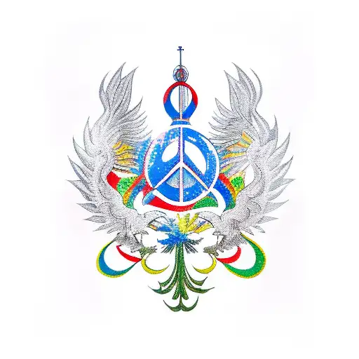 A transformative tattoo uniting Russian and Palestinian heritage, symbolizing peace, harmony, and self-acceptance. tattoo design idea