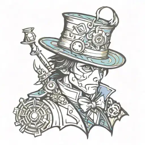 Chaotic with bioshock, howl's moving castle, vergil from devil may cry 5, Over the Garden Wall and d.gray-man references tattoo design idea