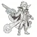 Chaotic with bioshock, howl's moving castle, vergil from devil may cry 5, Over the Garden Wall and d.gray-man references tattoo design idea