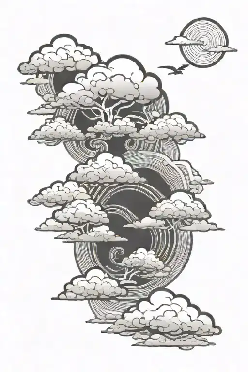japanese style clouds in the sky tattoo design idea
